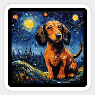 Dachshund painted in Van Gogh style Sticker